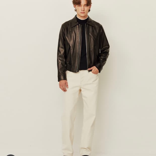산드로 카라 레더 자켓(50, L, 100-105)
