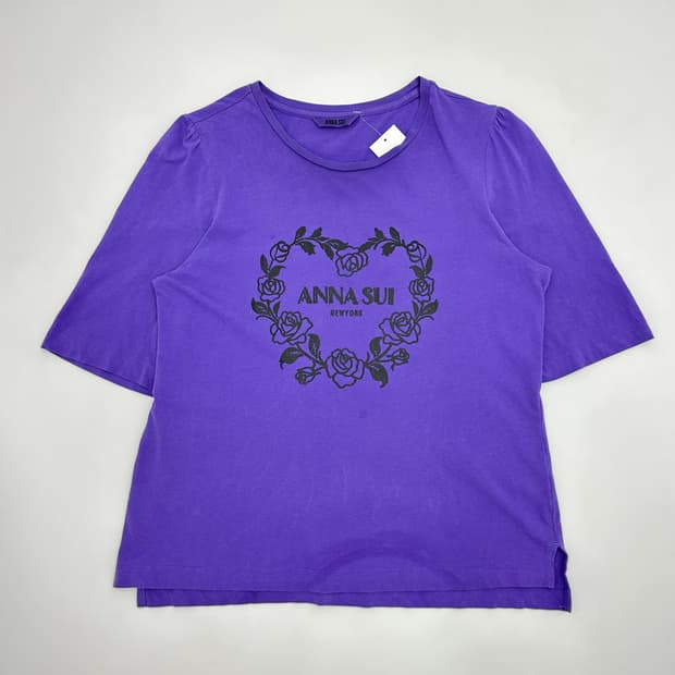 Anna sui 안나수이 장미 프린팅 로고 퍼프 반팔티