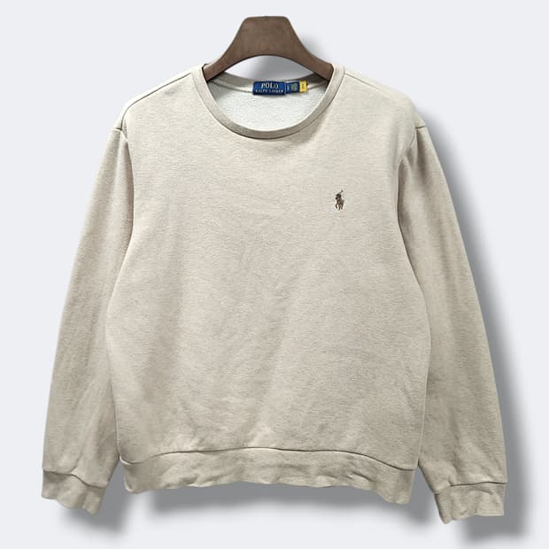 [L] 폴로 랄프로렌 베이지 크루넥 스웨트 기모 맨투맨
