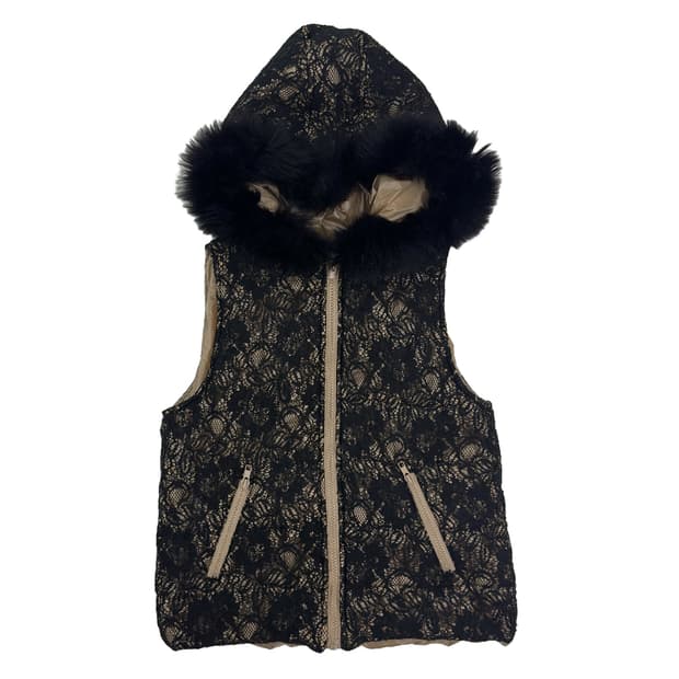 L’Atelier Faux Fur Trim Lace Vest