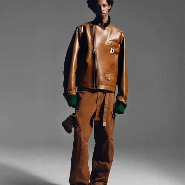 사카이 x 칼하트 2025 F/w 로고 가죽 자켓 