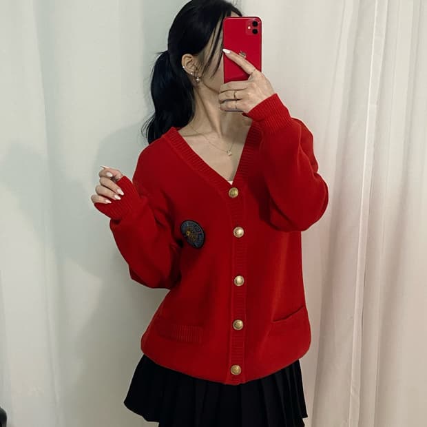 셀린느 빅로고 금장 가디건