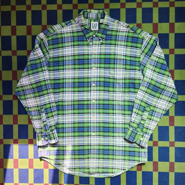 90s 올드 갭 체크 옥스포드 셔츠(USAmade)