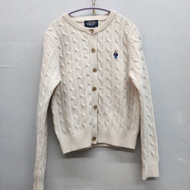 후아유 곰돌이 자수 케이블 니트 가디건 S(M)