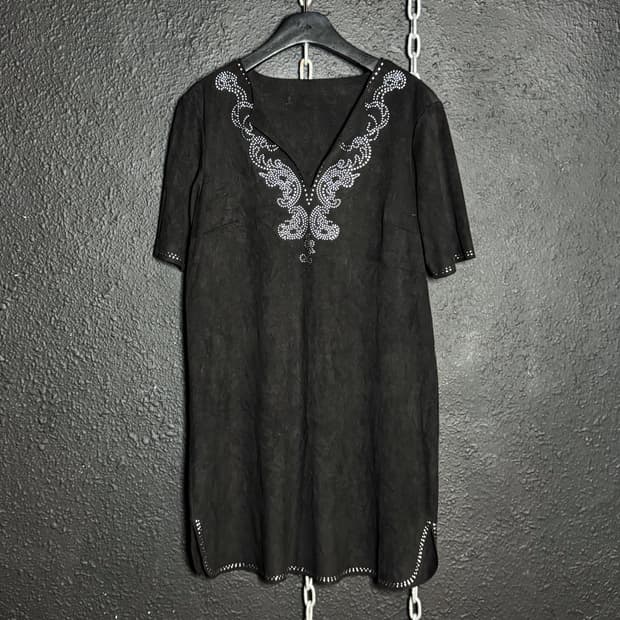 Black suede tunic t-shirt