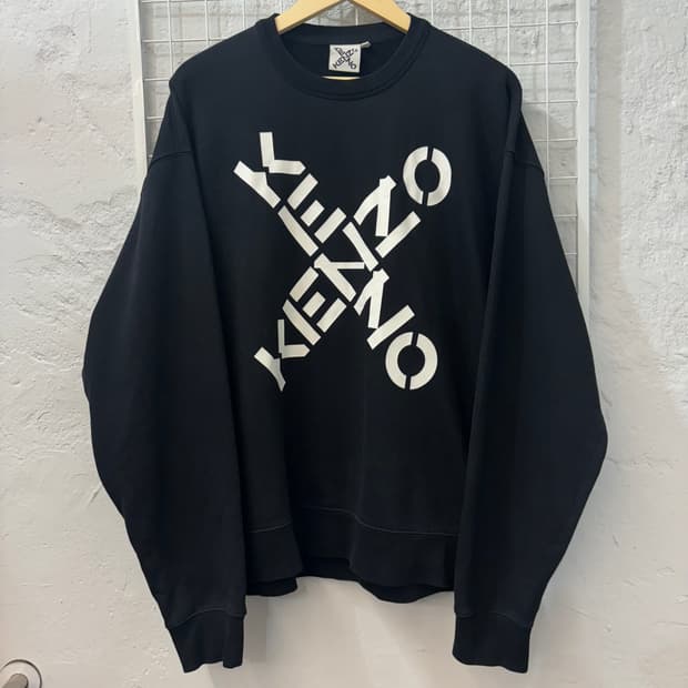 21fw 겐조 X 빅 로고 블랙 스웻셔츠 XL