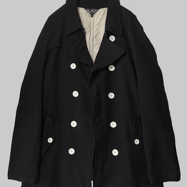 꼼데가르송 블랙 축융 폴리 코트