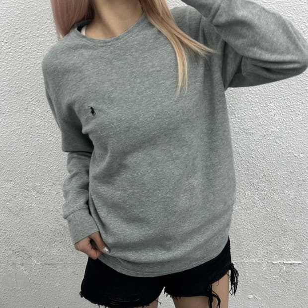 폴로 랄프로렌 블랙포니 그레이 와플 롱슬리브 M