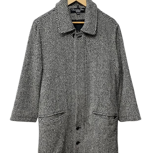 크리스챤 디올 헤링본 패턴 울 하프코트