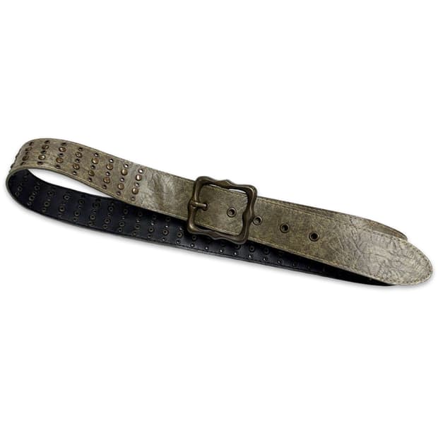 빈티지 카키 스터드 벨트