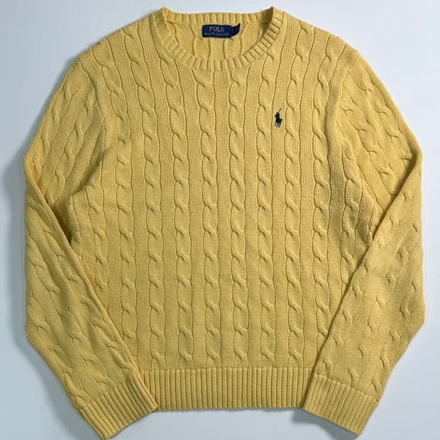 폴로 랄프로렌 옐로우 케이블 니트