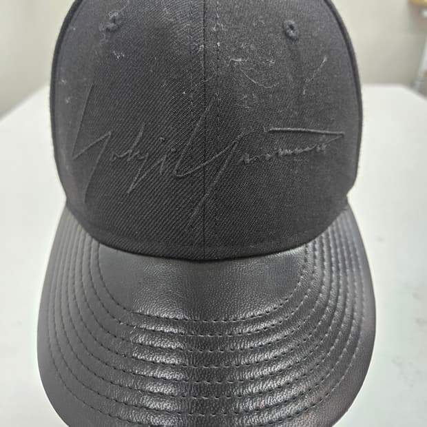 요지 야마모토 뉴에라 가죽 블랙 볼캡 모자 스냅백