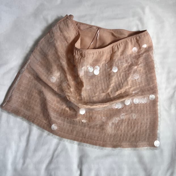 Apricot sequin mini skirt