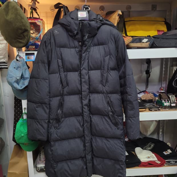 Adidas 아디다스 후드 롱패딩 그레이 (후드 분리형)