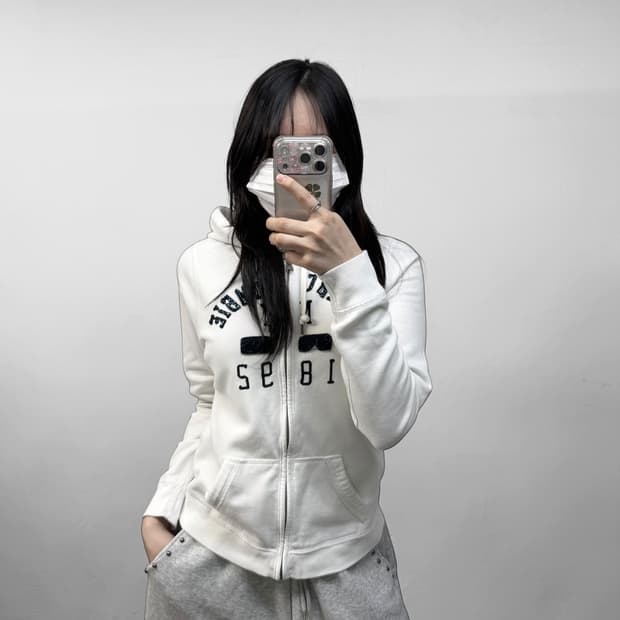 아베크롬비 아치 로고 후드집업 화이트