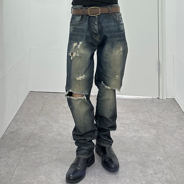 Emporio Armani Distressed Leather Detail