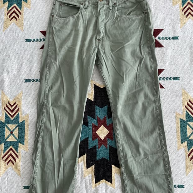 RRL 카우보이 올리브 버클백 팬츠