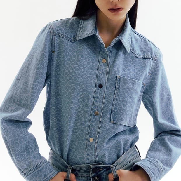 Western Denim Shirts 웨스턴 데님셔츠 자카드 패턴 청자켓
