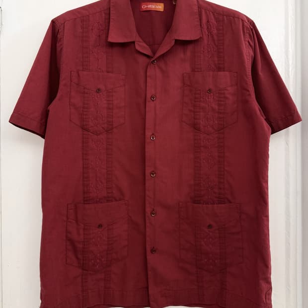 CHISPA Burgundy Guayabera Shirt