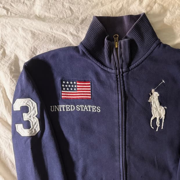 폴로 빅포니 성조기 집업 네이비