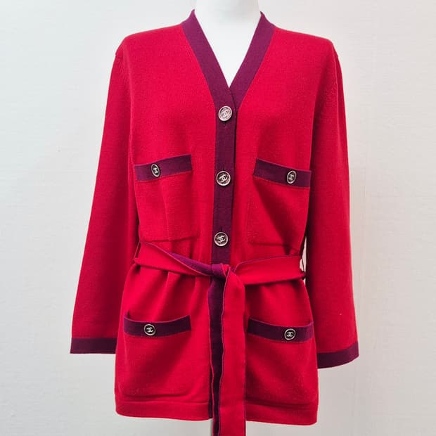 샤넬 벨티드 4포켓 캐시미어 가디건