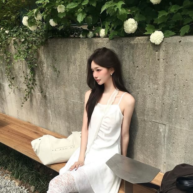 이네기 Drape Layered Slip Dress