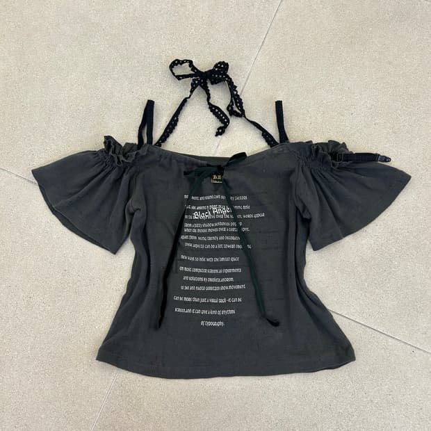 h.naoto 그레이 레터링 옾숄 반팔