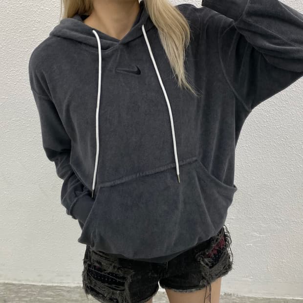 나이키 센터로고 테리 차콜 후드 M