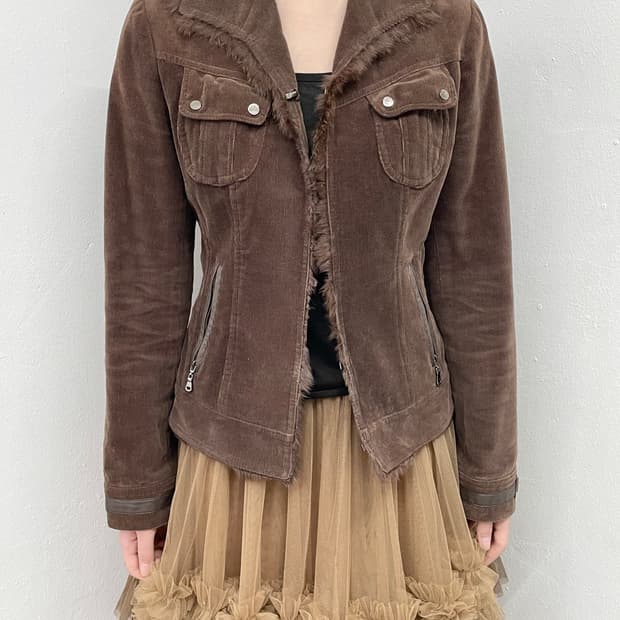 브라운 코듀로이 포켓 자켓
