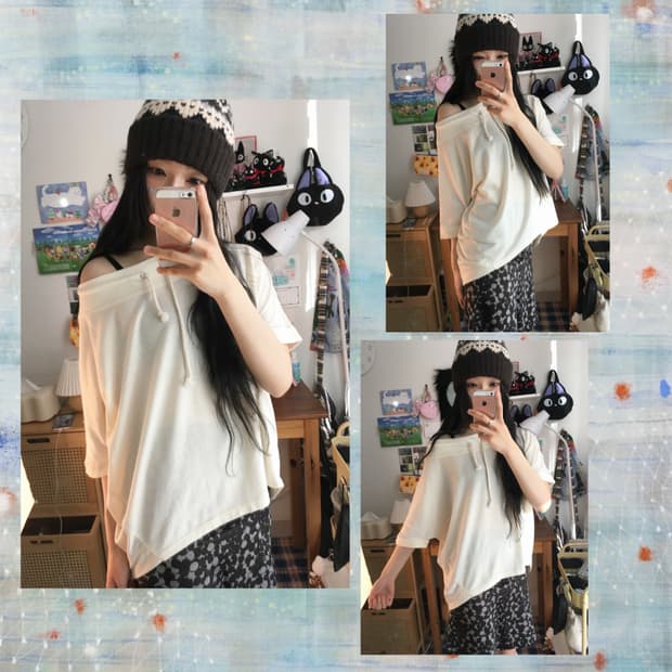 vintage off-shoulder drawstring ivory