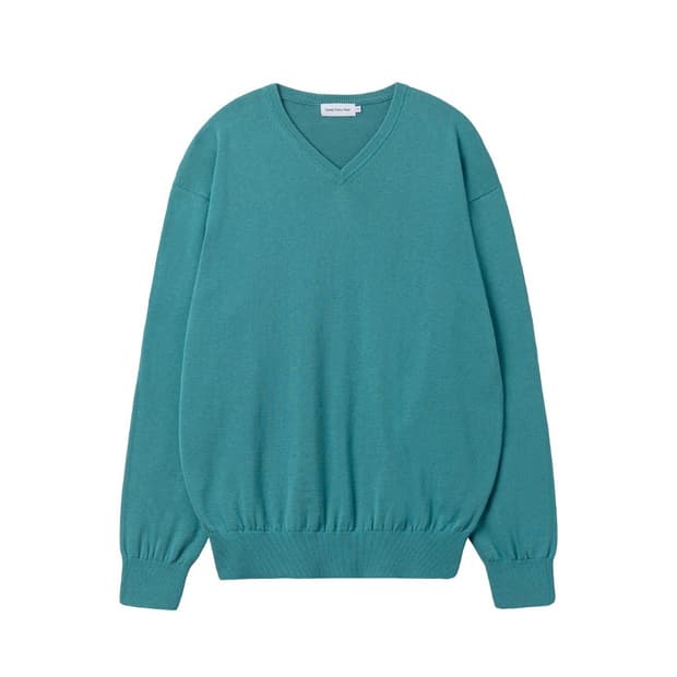 [2] 스테디에브리웨어 sew 코튼 브이넥 니트 터콰이즈 더콰이즈 