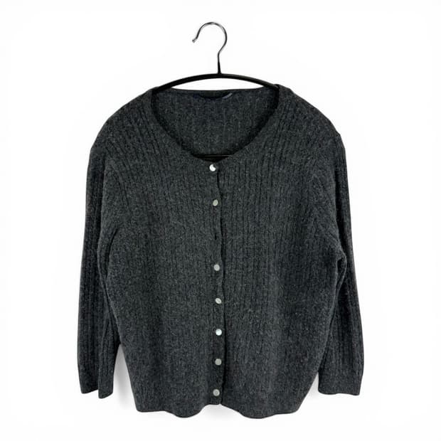 M) 랄프로렌스포츠 울 캐시미어 혼방 크롭 가디건 차콜