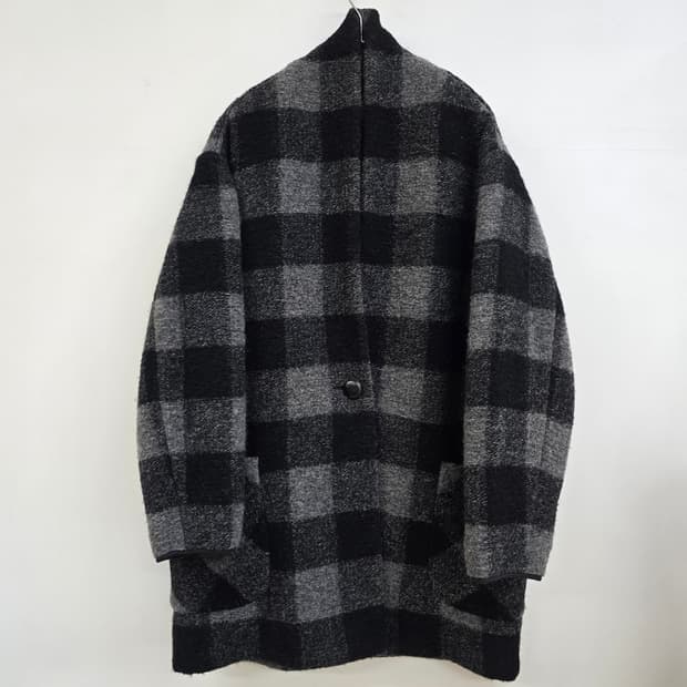 이자벨마랑 정품 포근체크 도톰 울 루즈핏 코트