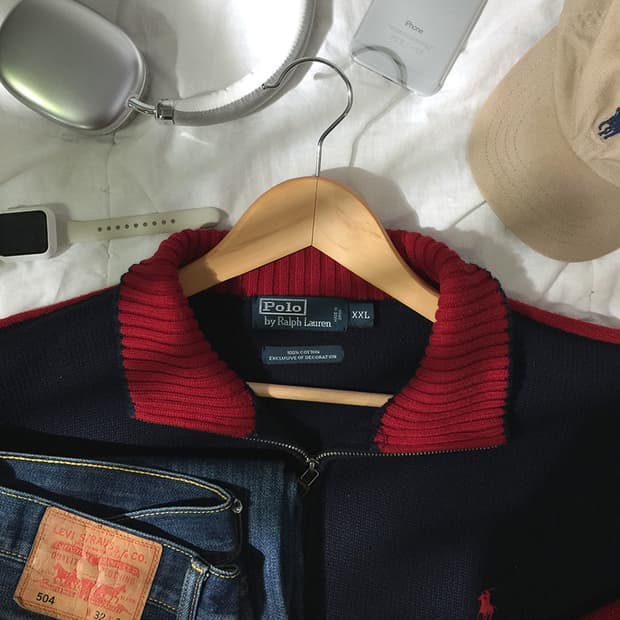 (MAN) 폴로랄프로렌 반집업 니트스웨터 XL 