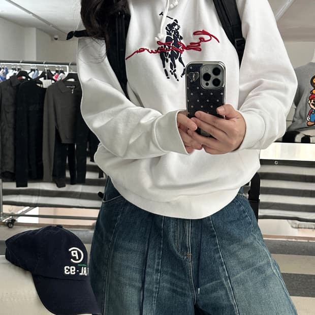 폴로 랄프로렌 빅로고 화이트 후드티 