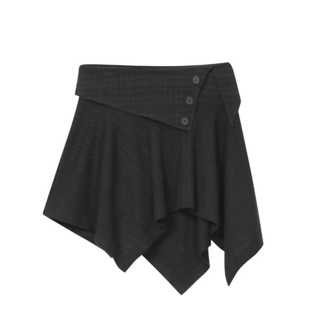 미세키서울 언발란스 미니 스커트 블랙