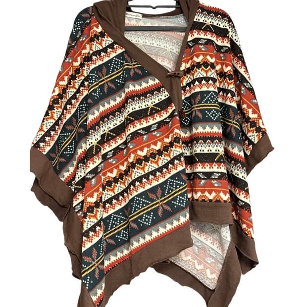 빈티지 에스닉 패턴 브라운 케이프 교신가능