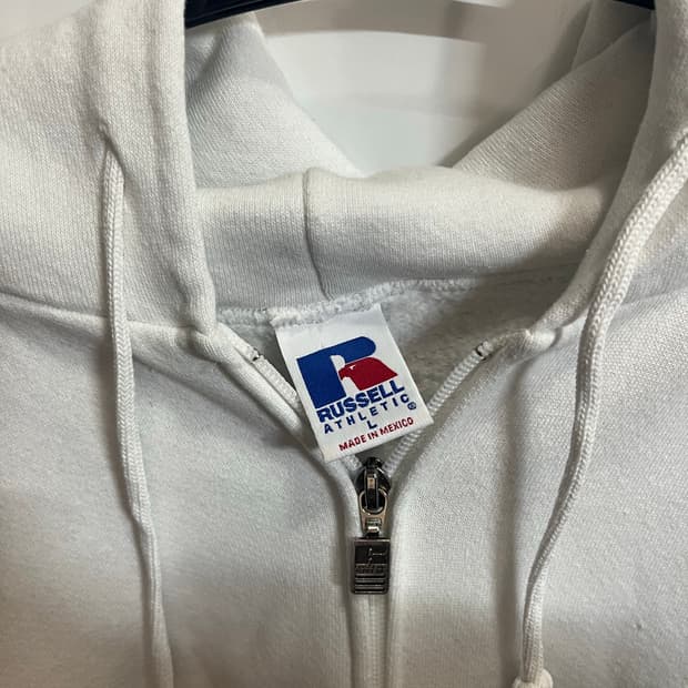 90s 러셀 후드집업 화이트L