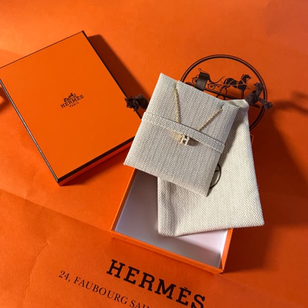 에르메스 팝아슈미니 목걸이 화이트/골드