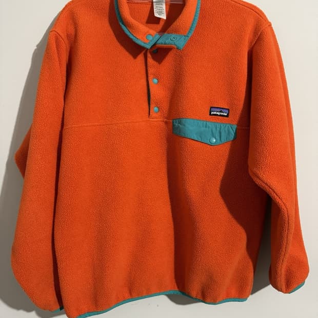 12FW 파타고니아 신칠라 스냅-T 플리스 오렌지 민트 포켓