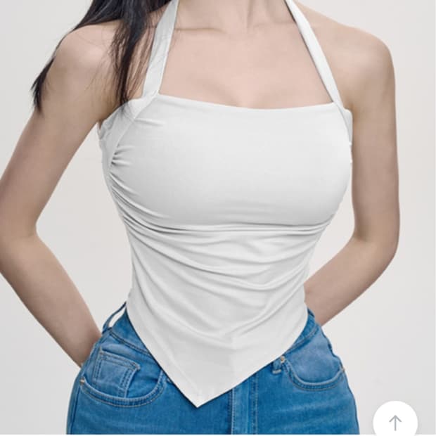 몽피치 로즈슬림 셔링 브라탑 - 화이트 M