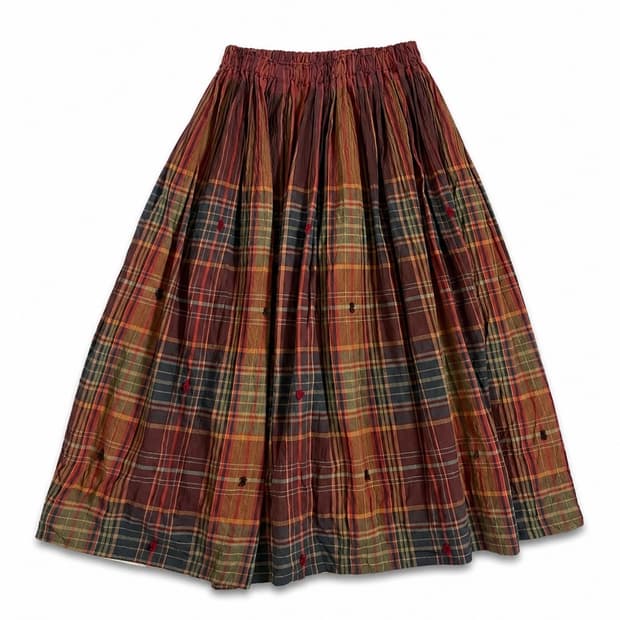     빈티지 체크 플레어 롱스커트