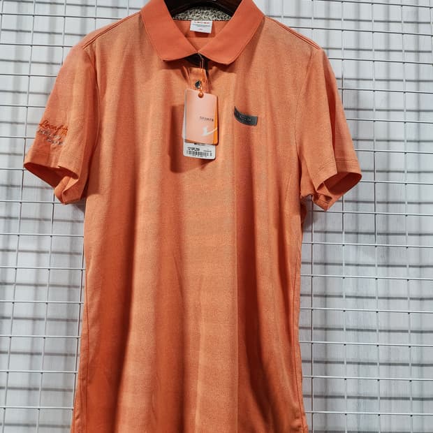 Leaf 남여 오렌지색 반팔 카라티  새옷