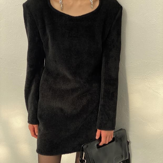 스윗하트넥 DB 미니 드레스 - 블랙xs