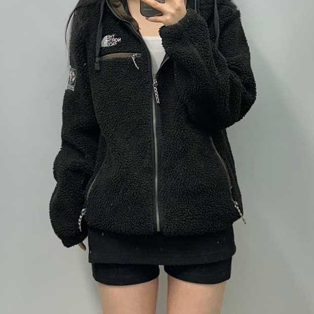 노스페이스 블랙 뽀글이 쉐르파 후드집업