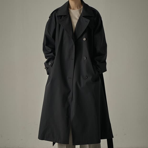 파사드패턴 클래식 트렌치코트 블랙 스몰S