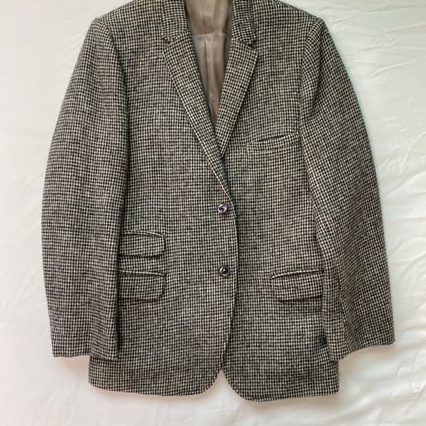 해리스 트위드 빈티지 테일러드 하운드투스 투버튼 자켓