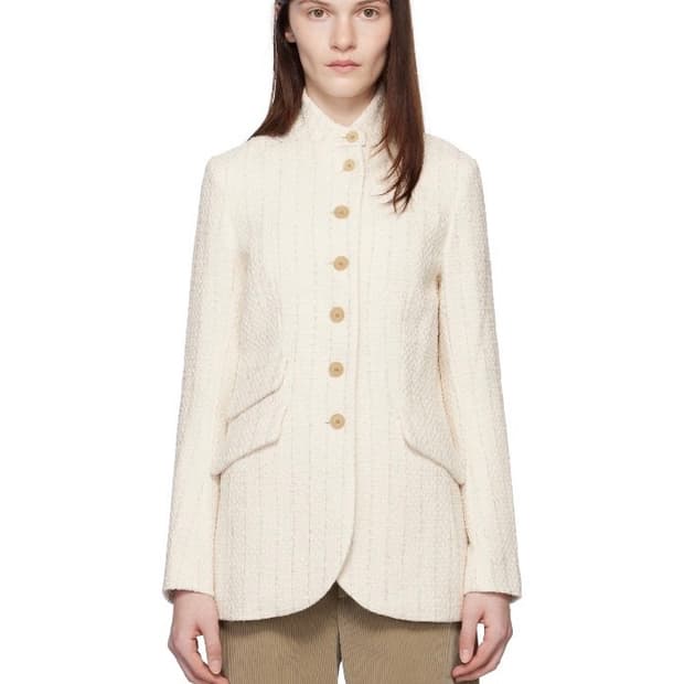 랙앤본 오프화이트 슬레이드 롱 트위드 블레이저