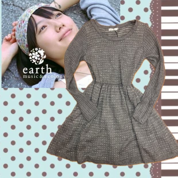어스뮤직 그레이 니트 원피스