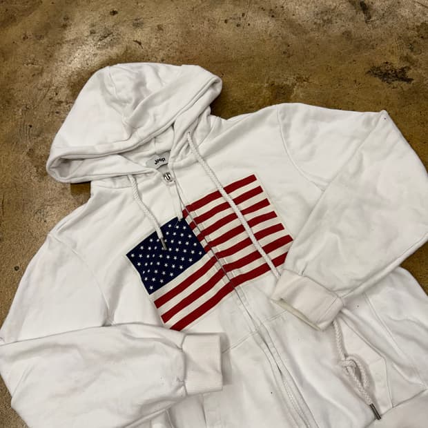 지프 성조기 화이트 후드티 